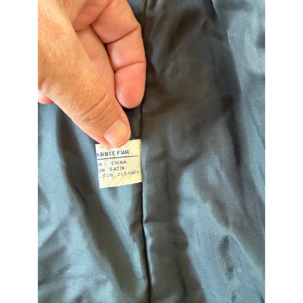 vintage 70s patchwork rabbit fur jacket mid-century Curly Top Hong Kong mob wife - Picture 10 of 11